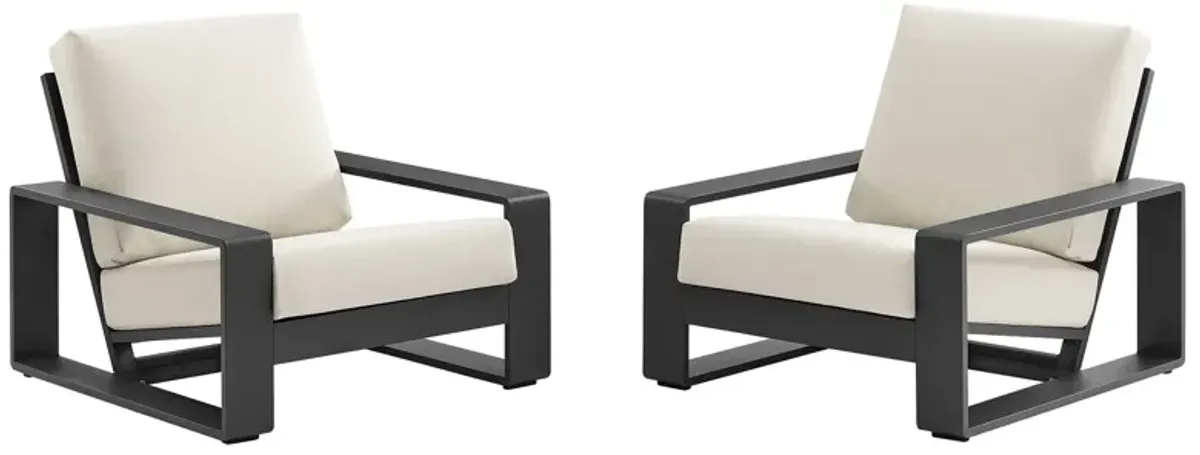 Lirienne Outdoor Patio Aluminum Faux Wood Armchairs Set of 2 by Modway Smoke