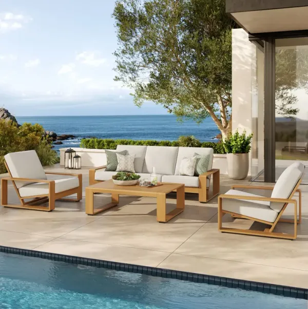 Lirienne 4-Piece Outdoor Patio Aluminum Faux Wood Furniture Set by Modway Charcoal Natural