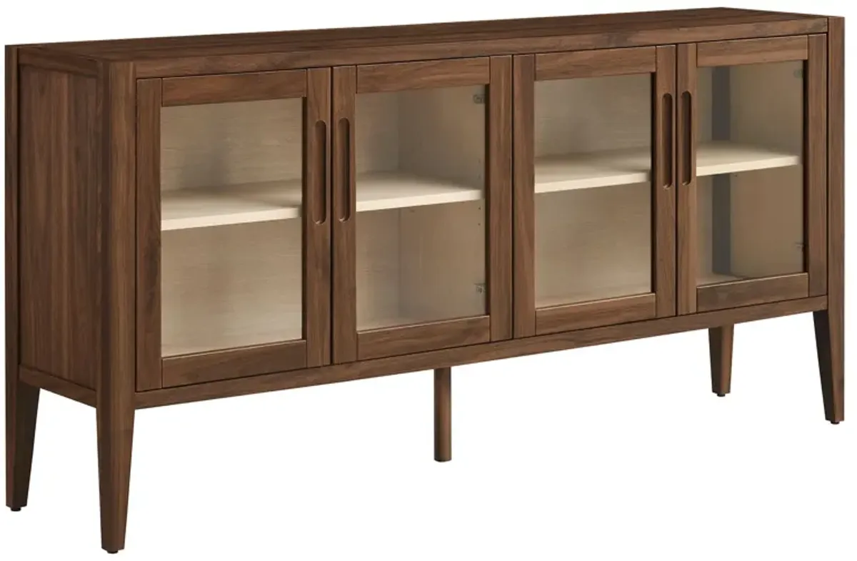 Nell 72" Glass Door Sideboard Storage Display Cabinet by Modway Walnut
