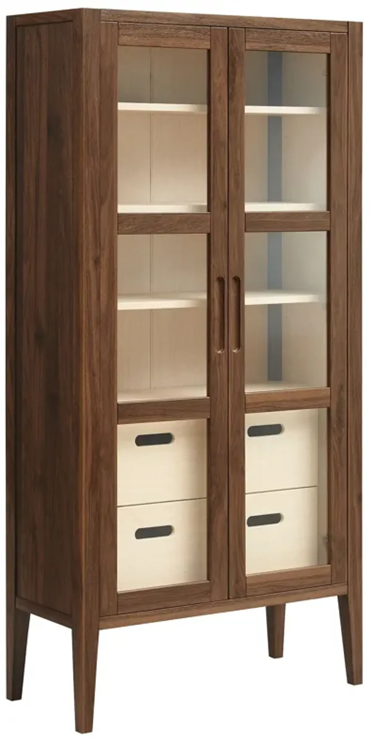 Nell 71" Glass Door Tall Display Storage Cabinet by Modway Walnut