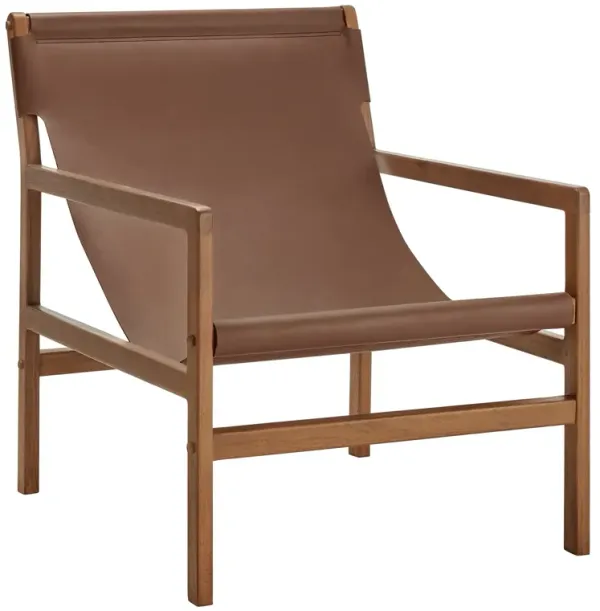Sonora Leather Sling Chair by Modway Nutmeg Brown