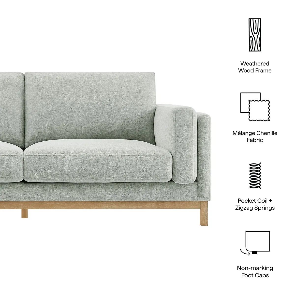 Roscoe 81 inch Upholstered Sofa by Modway Mist