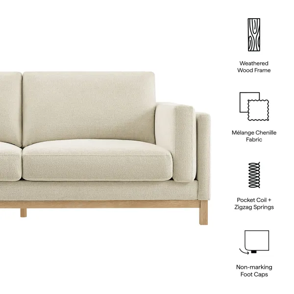 Roscoe 81 inch Upholstered Sofa by Modway Toast
