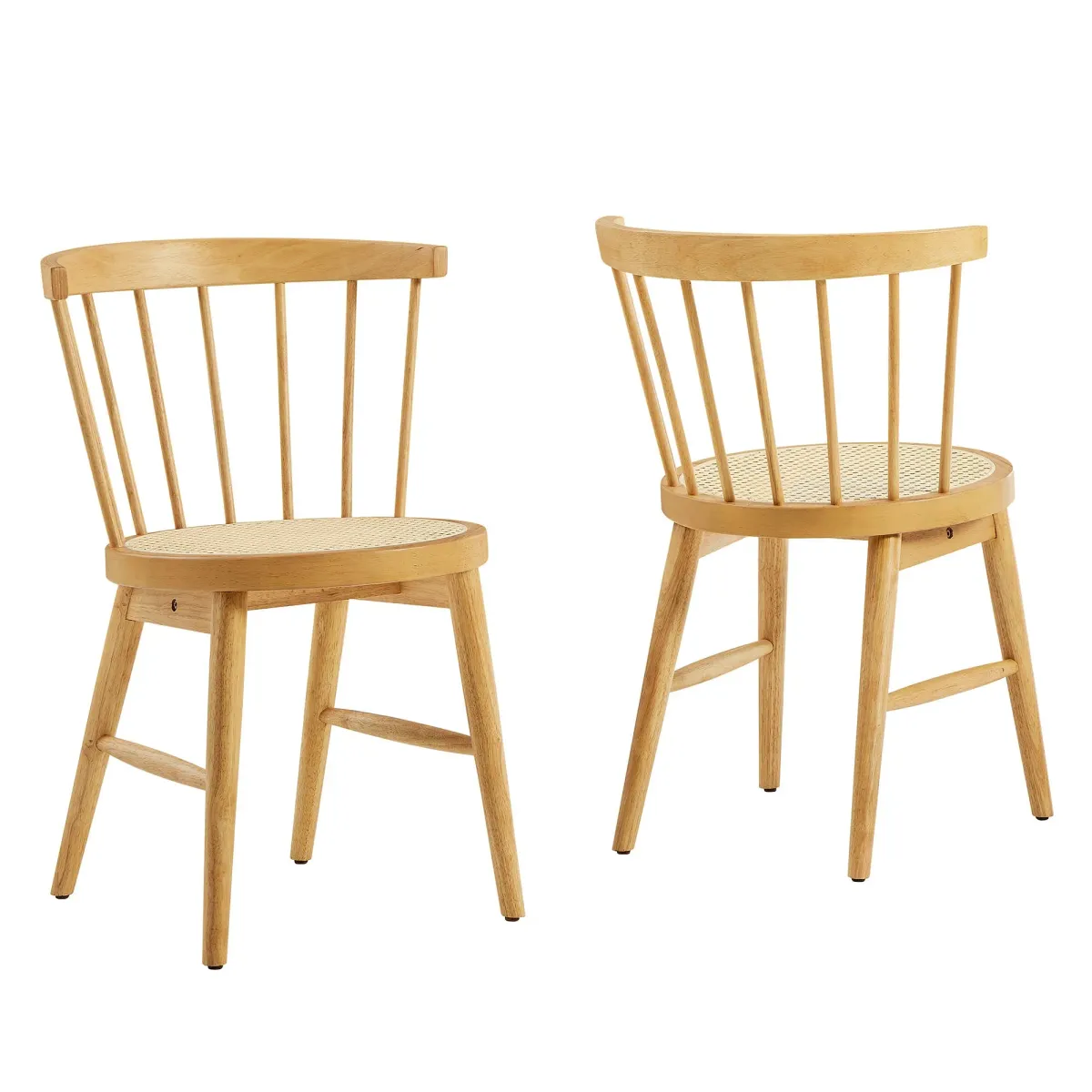 Lykke Curved Spindle Back Dining Chairs Set of 2 by Modway Natural