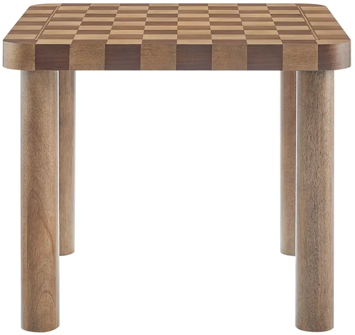 Oscar 36 Inch Square Checkered Dining Table by Modway Walnut and Dark Walnut