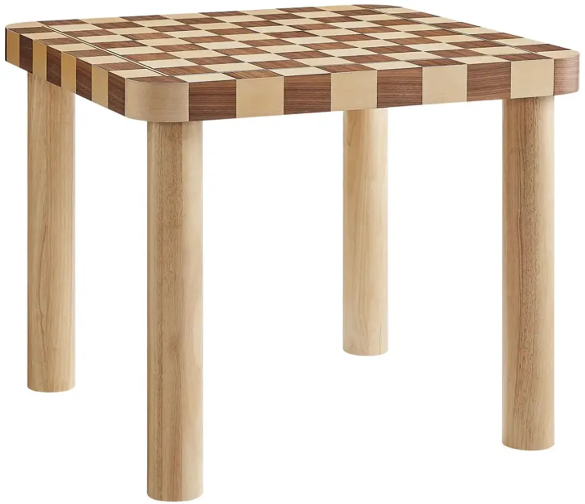 Oscar 36 Inch Square Checkered Dining Table by Modway Oak and Walnut