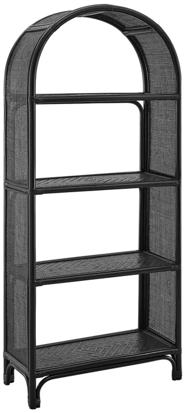 Celeste 67 Inch Tall Arched Natural Rattan Bookshelf by Modway Black