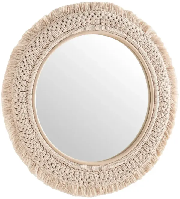 Jade Round Rattan Macrame Wall Mirror by Modway
