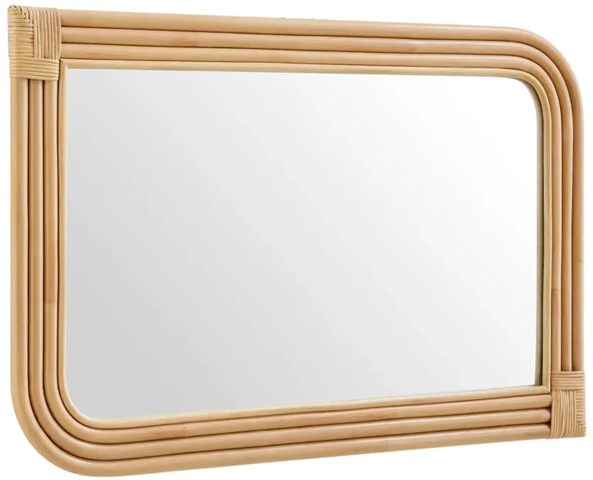 Corsica Curved Rectangle Rattan Wall Mirror by Modway Natural
