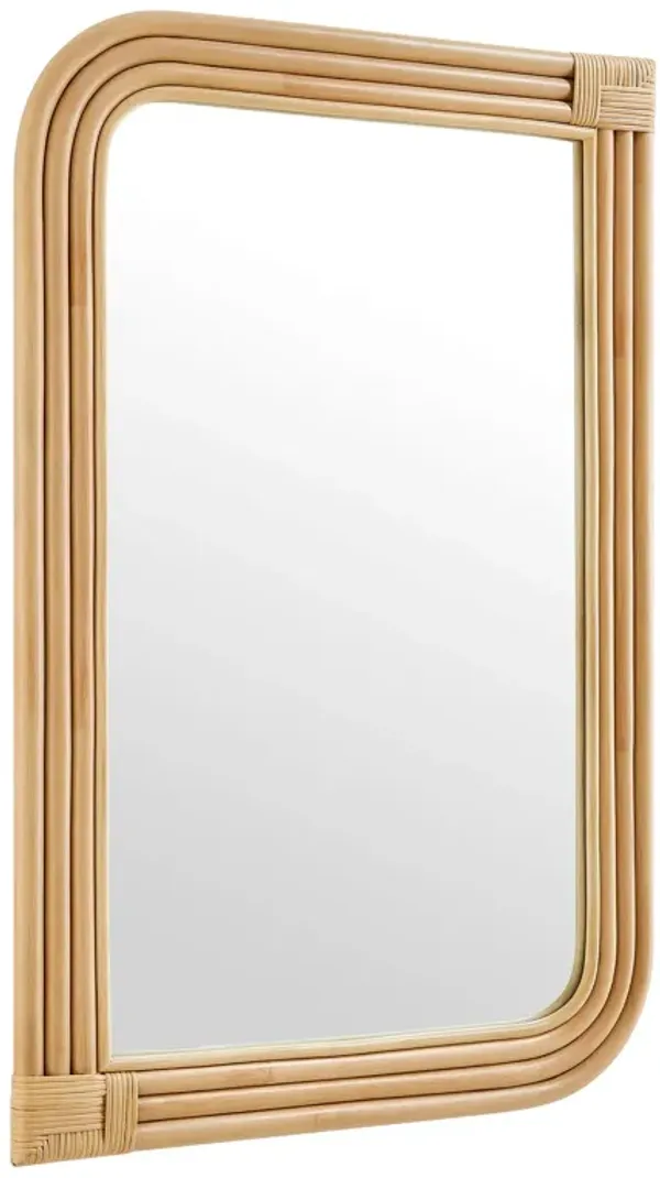 Corsica Curved Rectangle Rattan Wall Mirror by Modway Natural