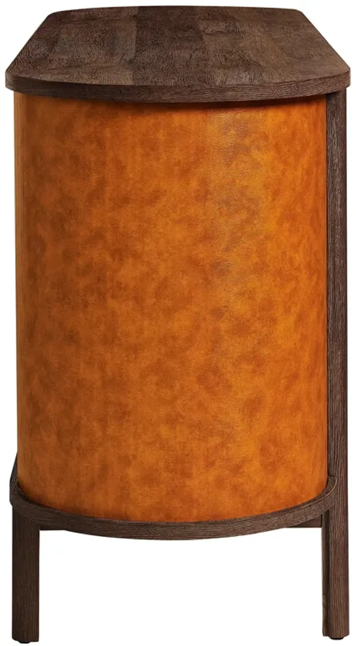 Coralie Curved 71" Vegan Leather Oval TV Stand by Modway Walnut Tan