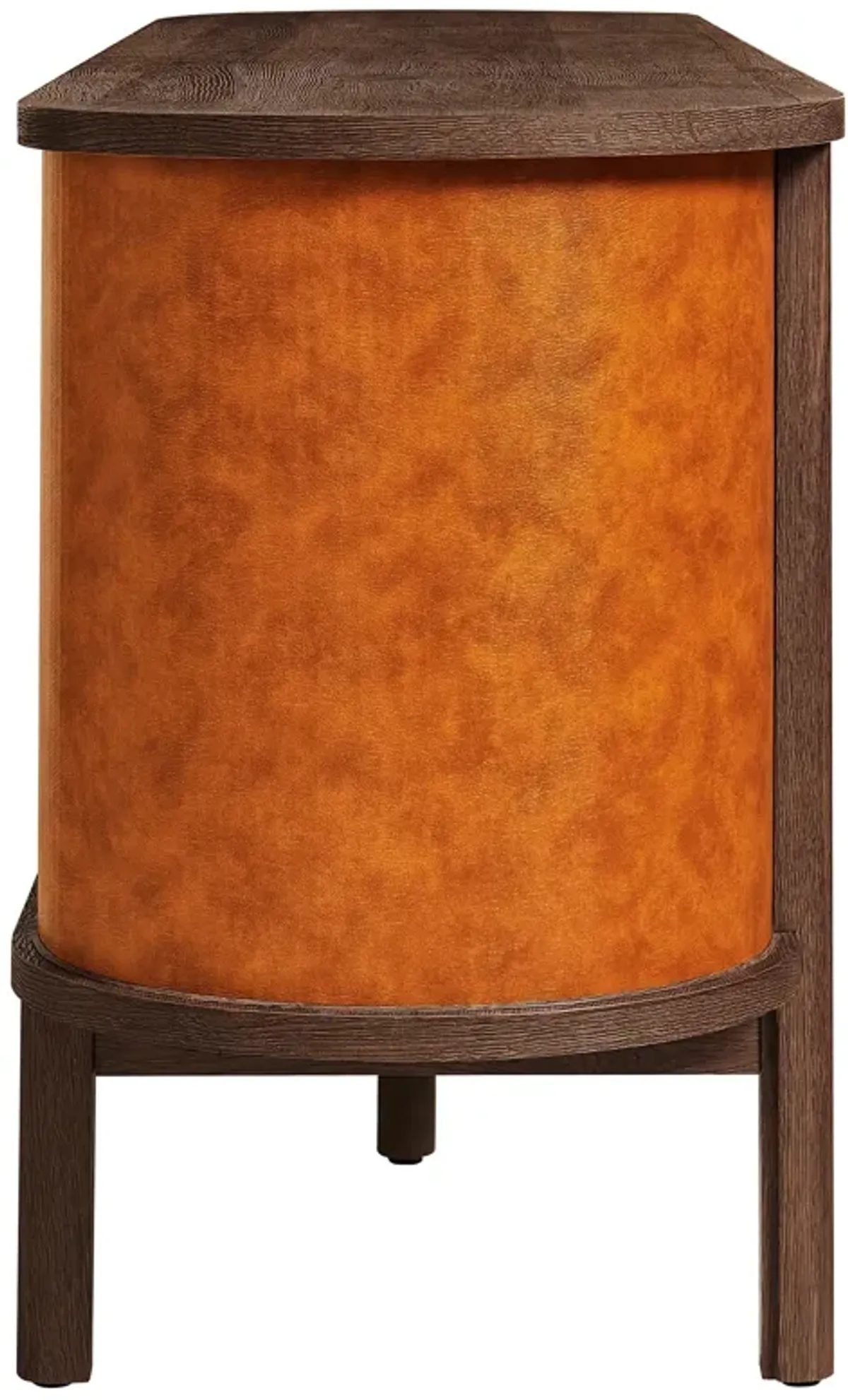 Coralie Curved Vegan Leather Oval Sideboard by Modway Walnut Tan