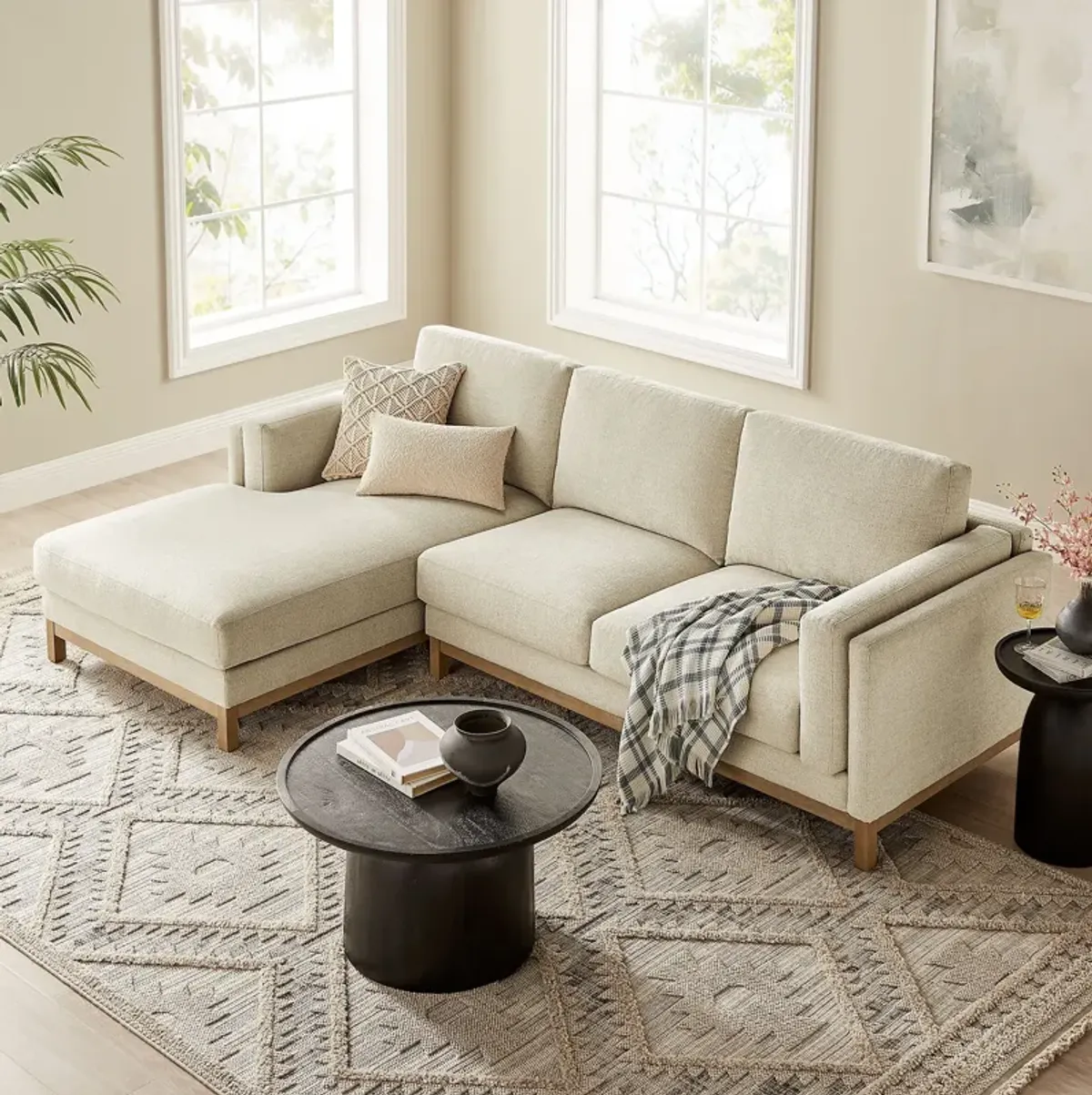 Roscoe Left-Facing Upholstered Sectional Sofa with Chaise by Modway Ivory