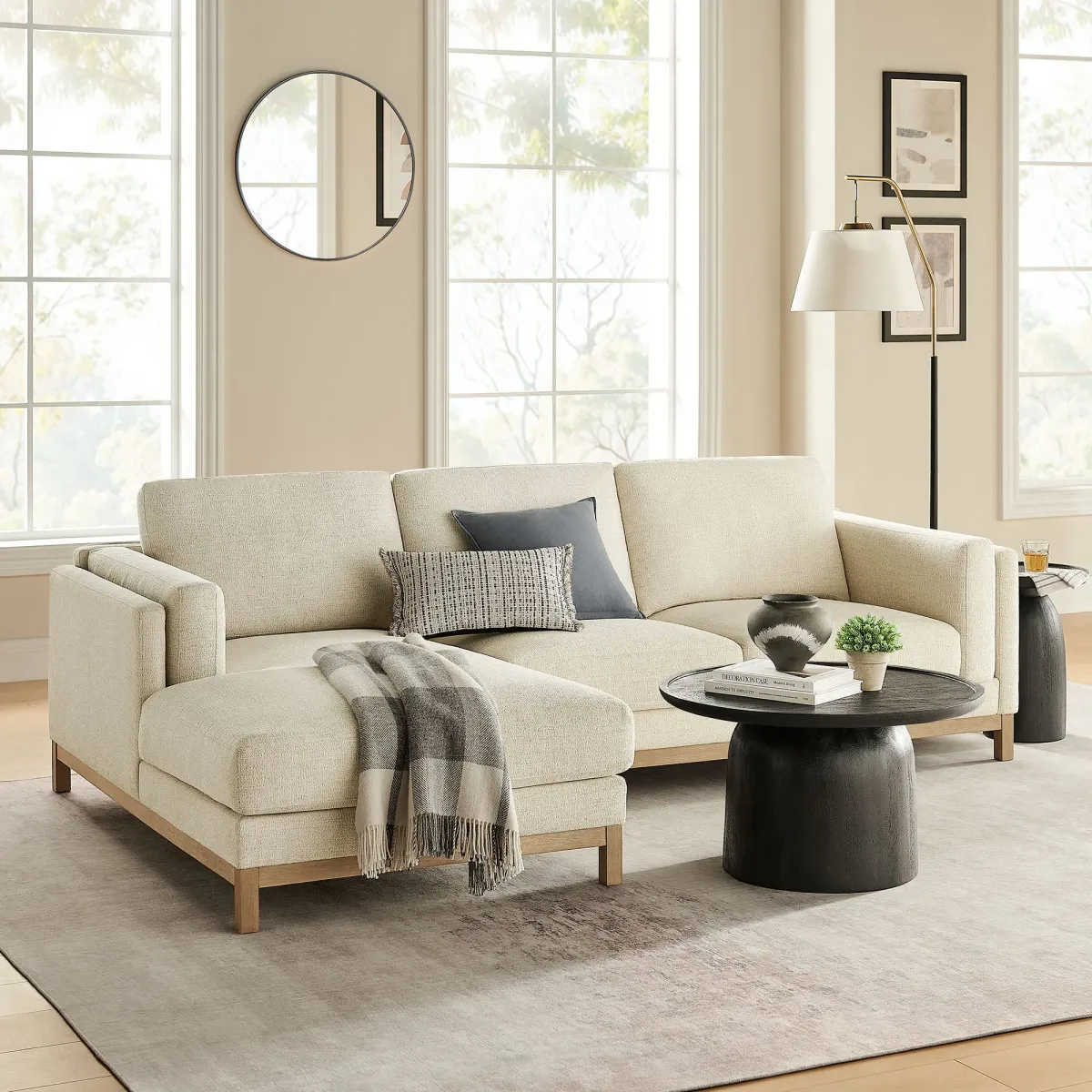 Roscoe Left-Facing Upholstered Sectional Sofa with Chaise by Modway Ivory