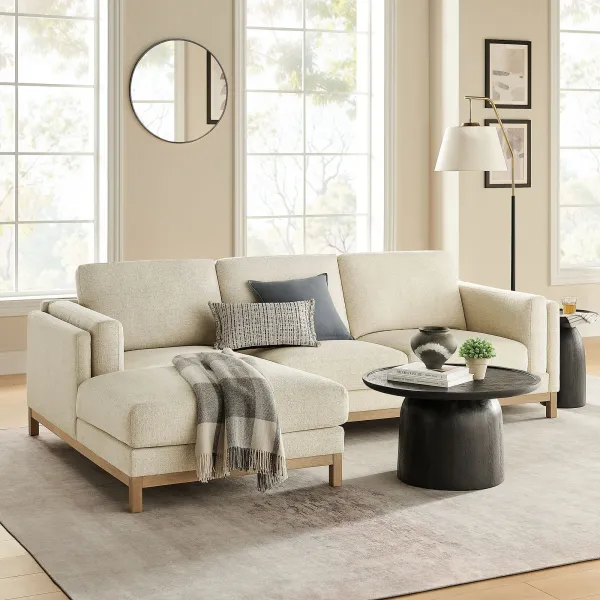 Roscoe Left-Facing Upholstered Sectional Sofa with Chaise by Modway Ivory