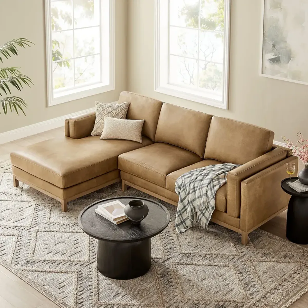 Roscoe Left-Facing Upholstered Sectional Sofa with Chaise by Modway Mist