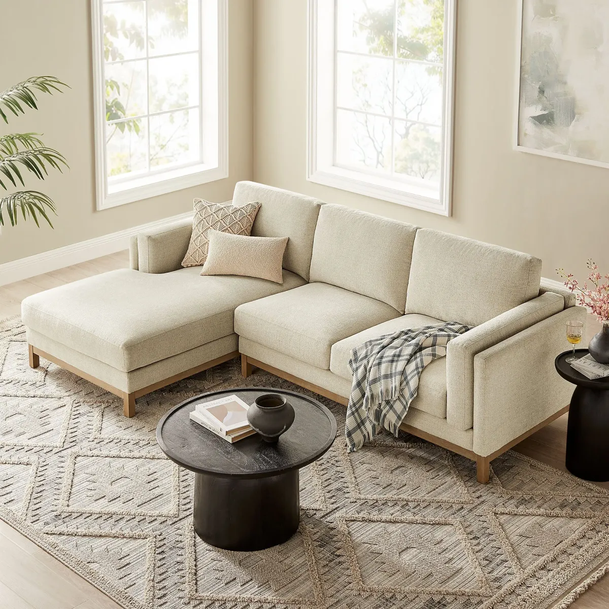 Roscoe Left-Facing Upholstered Sectional Sofa with Chaise by Modway Pewter
