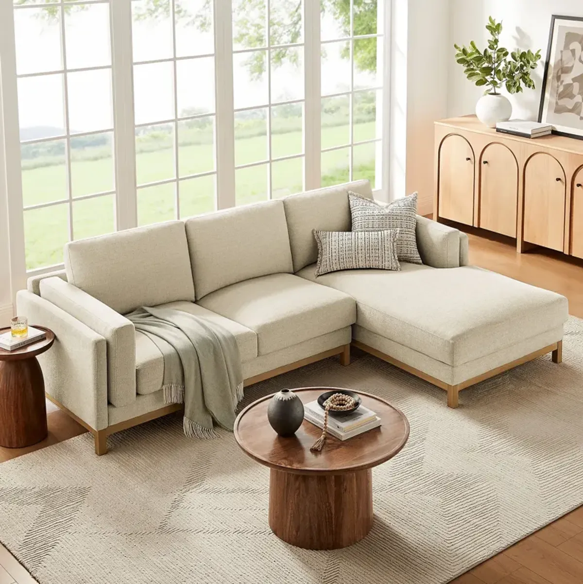 Roscoe Right-Facing Upholstered Sectional Sofa with Chaise by Modway Espresso