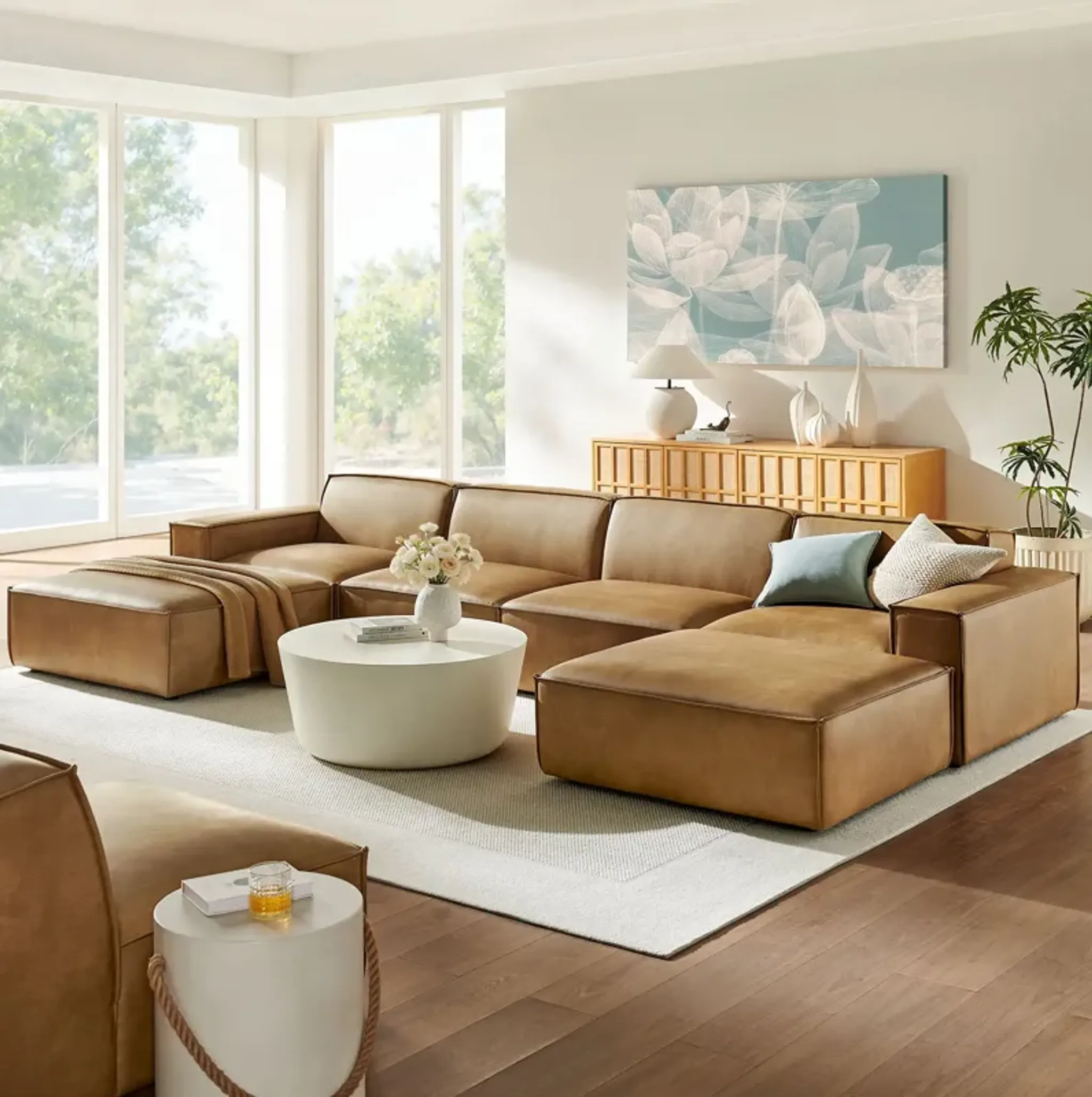 Restore 6 Piece Vegan Leather Modular Sectional Sofa By Modway Lexmod ...