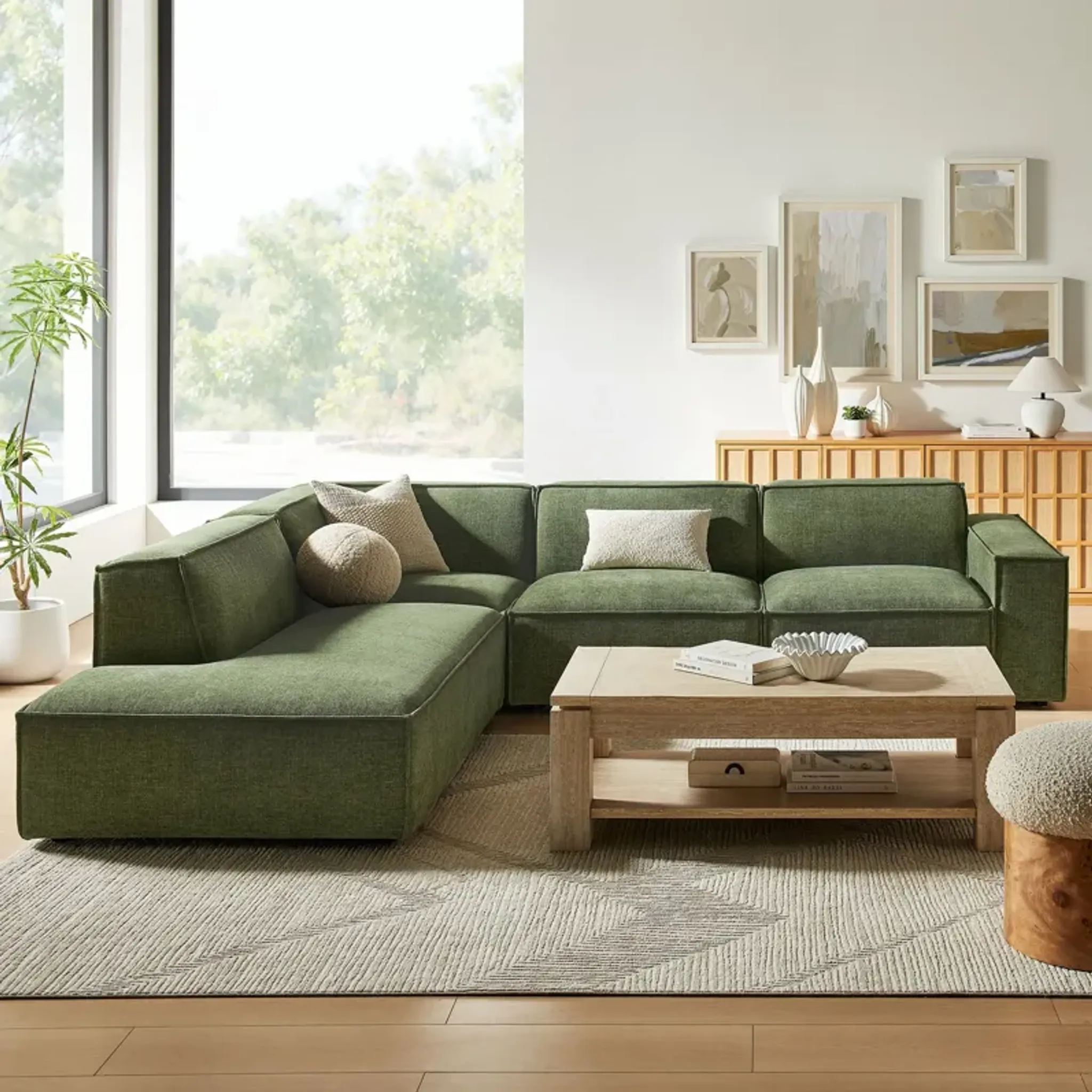Restore 4 Piece Performance Fabric Upholstered Modular L Shaped Sofa By ...