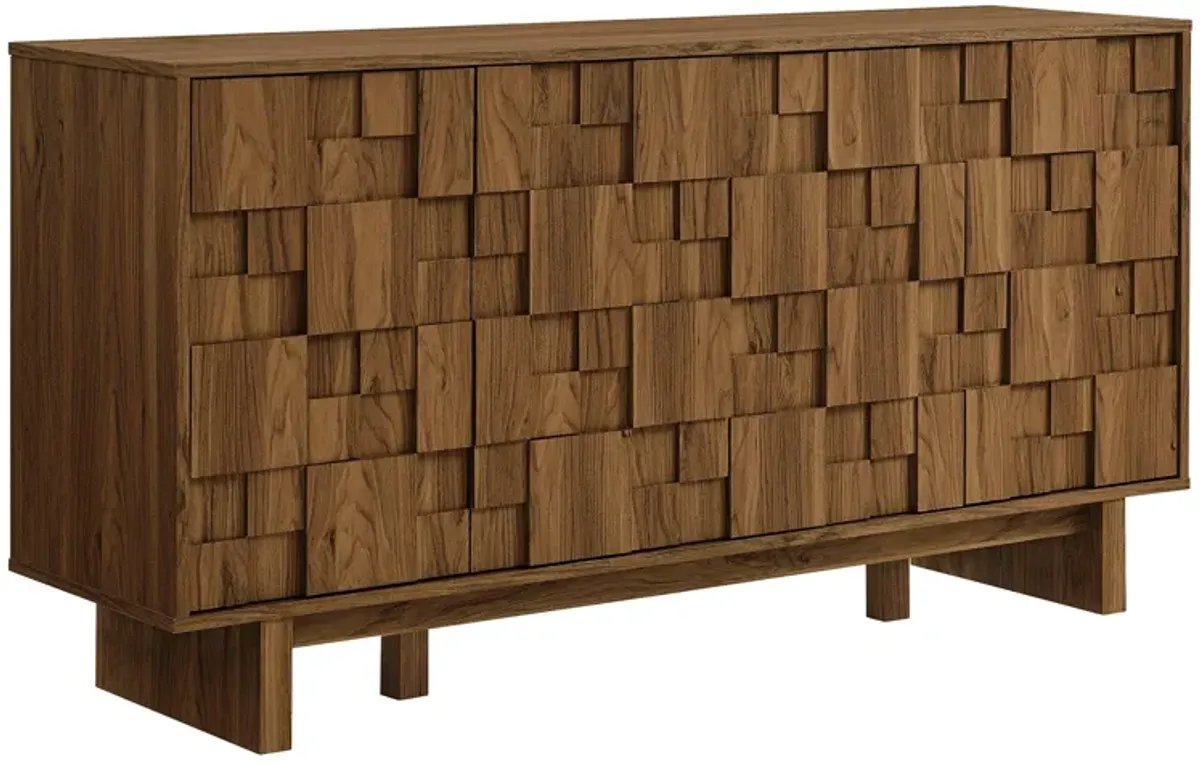 Owen 59 Inch 4 Door Geometric Sideboard by Modway Walnut