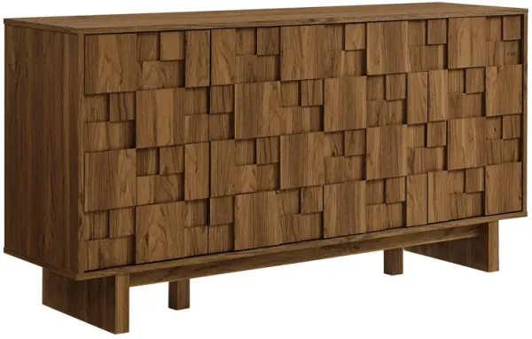 Owen 59 Inch 4 Door Geometric Sideboard by Modway Walnut