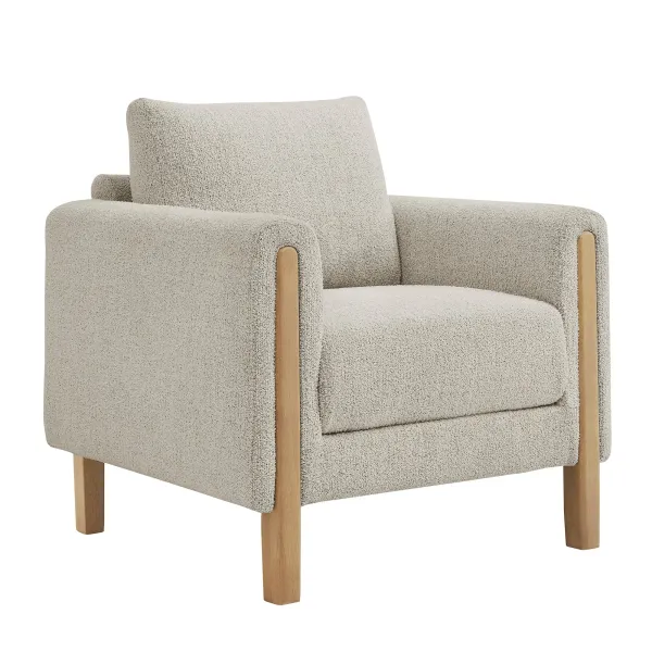 Hawken Boucle Fabric Accent Armchair by Modway Parchment Beech