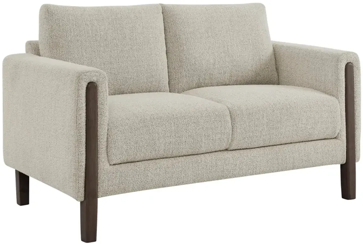 Hawken Boucle Fabric Loveseat by Modway Parchment Beech
