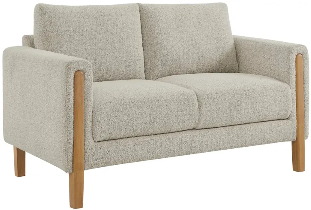 Hawken Boucle Fabric Loveseat by Modway Parchment Beech