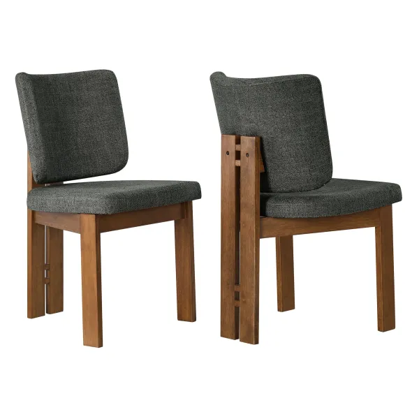 Alba Armless Upholstered Dining Chairs Set Of 2 by Modway Charcoal