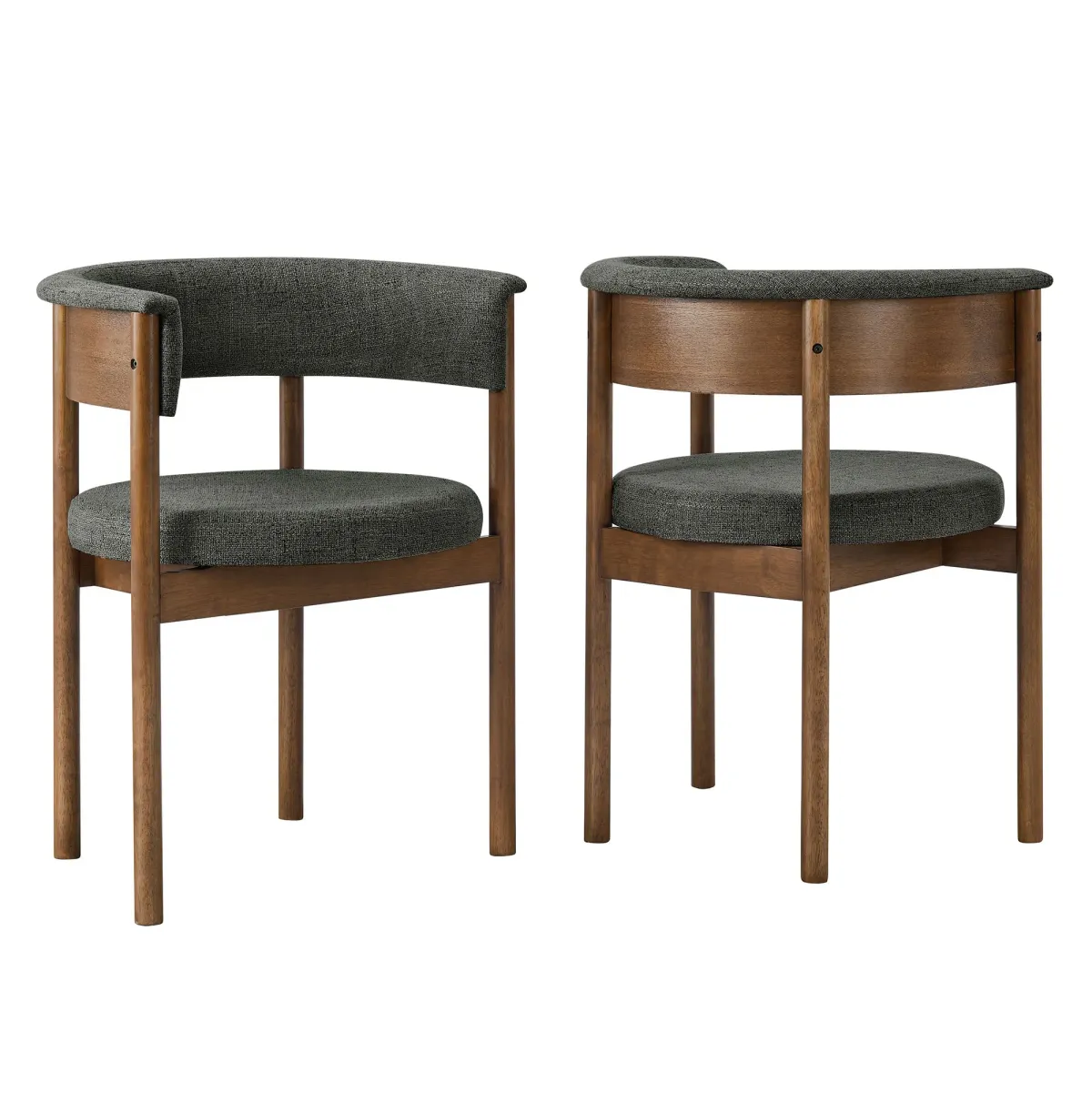 Clea Curved Upholstered Dining Chairs Set Of 2 by Modway Charcoal