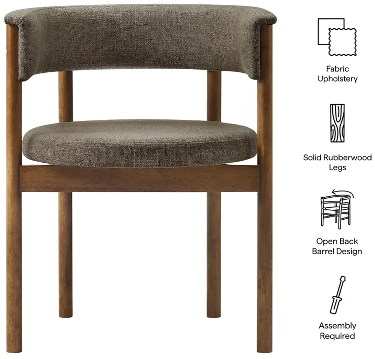 Clea Curved Upholstered Dining Chairs Set Of 2 by Modway Taupe