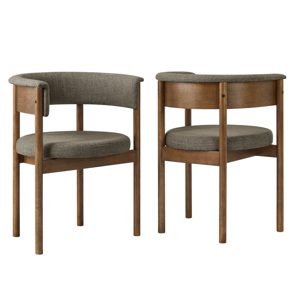 Clea Curved Upholstered Dining Chairs Set Of 2 by Modway Taupe