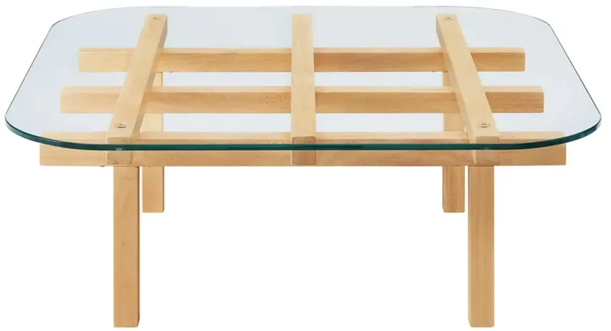 Isby 35 Inch Tempered Glass Coffee Table by Modway Oak