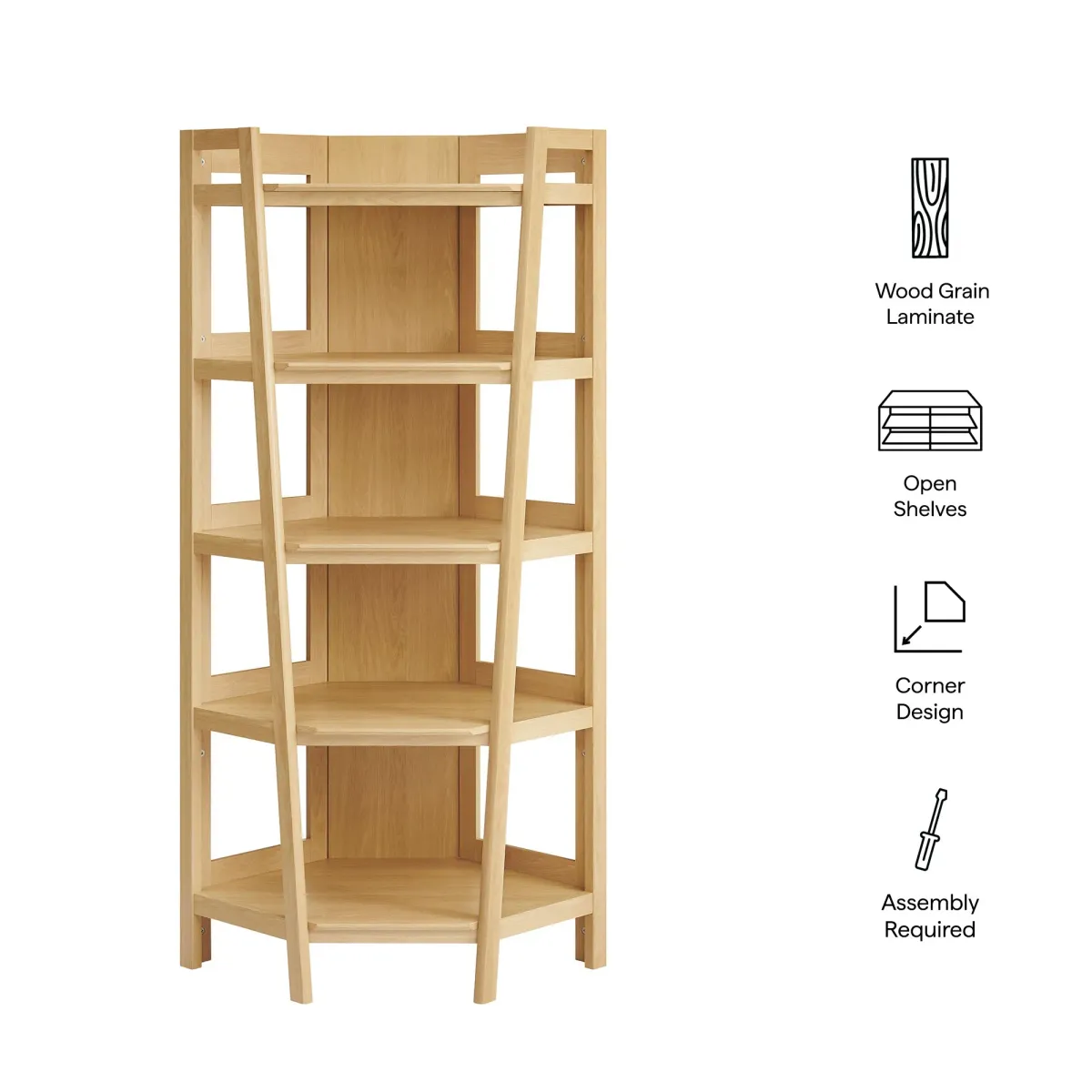 Bixby 71 Inch Corner Bookshelf by Modway Oak