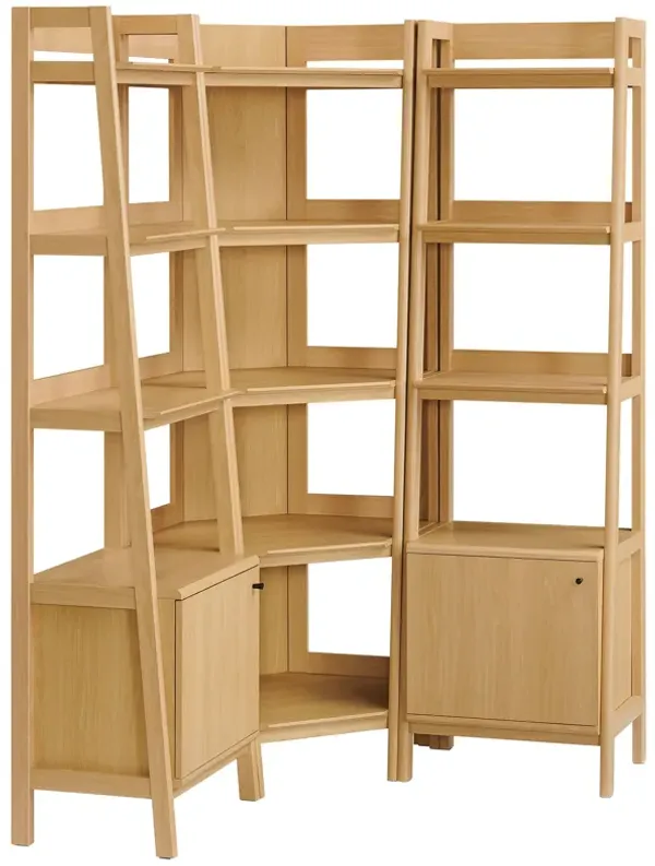 Bixby 3-piece Corner Bookshelf Set with Narrow Bookshelves by Modway Oak