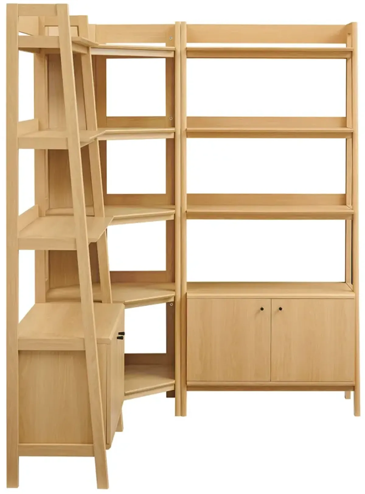 Bixby 3-Piece Corner Bookshelf Set with Wide Bookshelves by Modway Oak