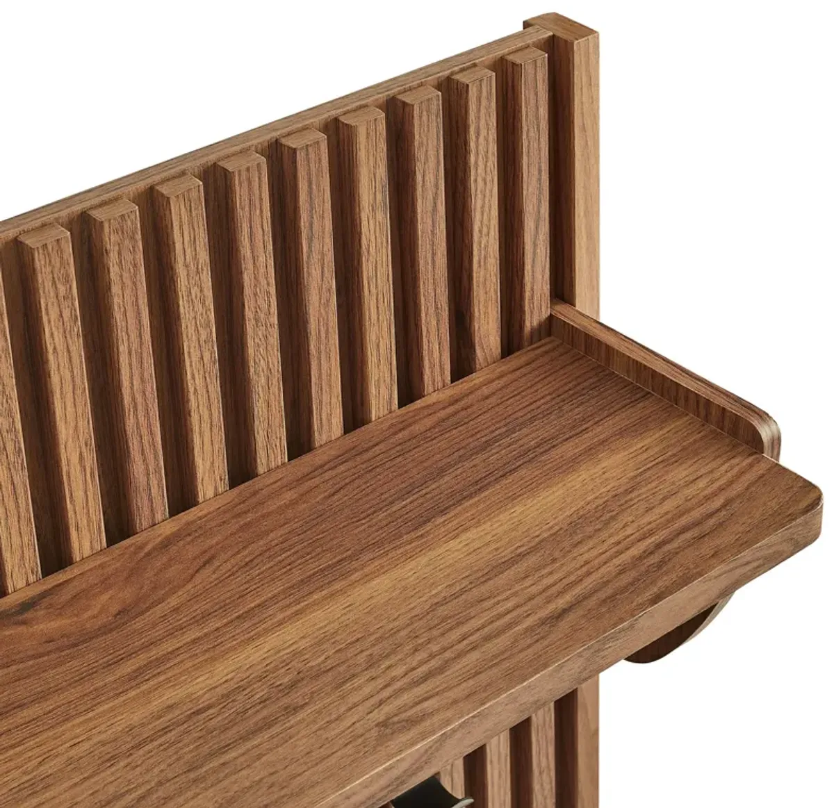 Render Fluted Coat Rack Panel With Shelf by Modway Walnut