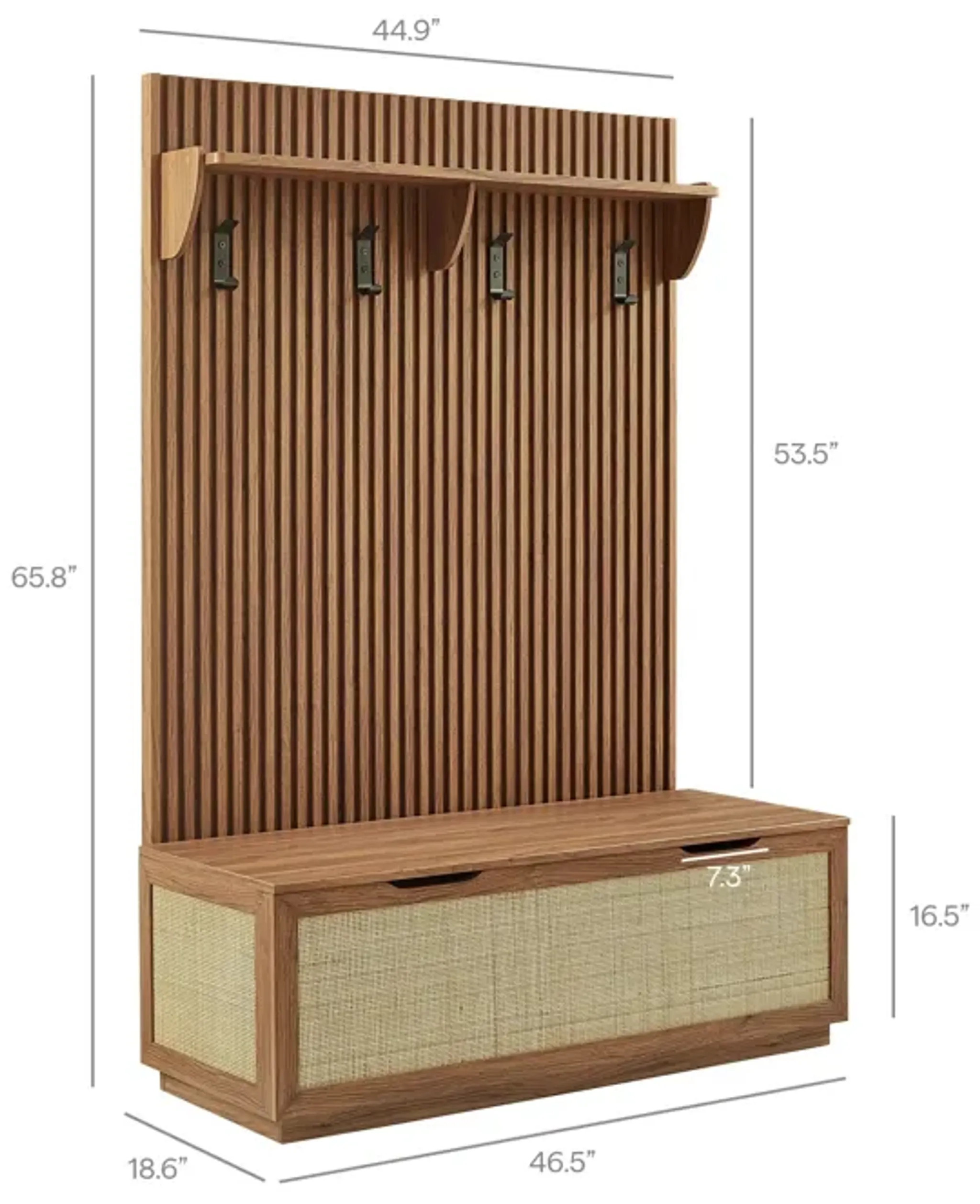 Soma Fluted 3 In 1 Hall Tree With Storage Bench And Coat Rack By Modway ...