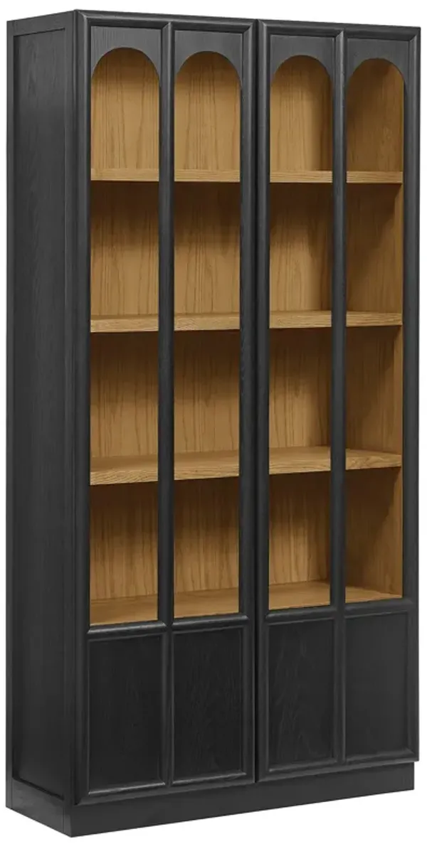 Anwen Solid Wood and Glass Display Cabinet by Modway Black Oak