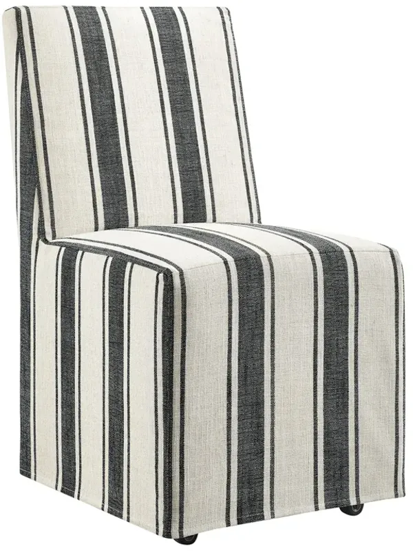 Tessera Striped Slipcovered Dining Side Chair by Modway Black Stripe