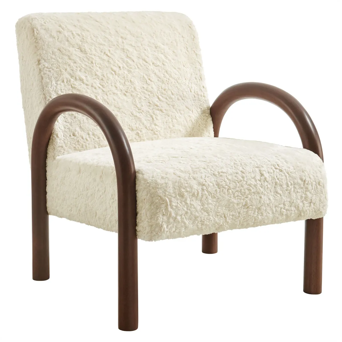 Lunet Faux Shearling Accent Armchair by Modway Sand