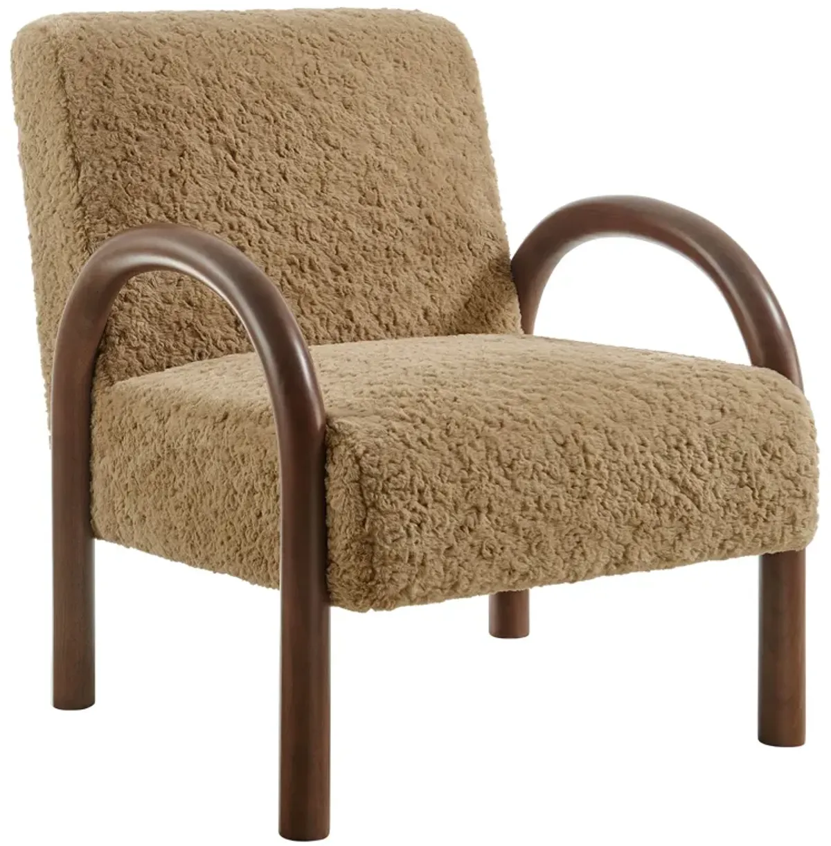 Lunet Faux Shearling Accent Armchair by Modway Sand