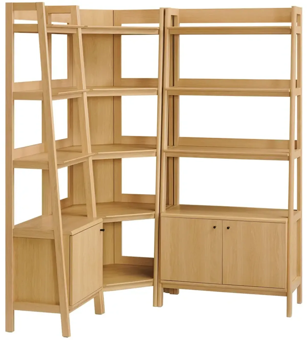 Bixby 3 Piece Corner Bookshelf Set With Wide and Narrow Bookshelves by Modway Oak