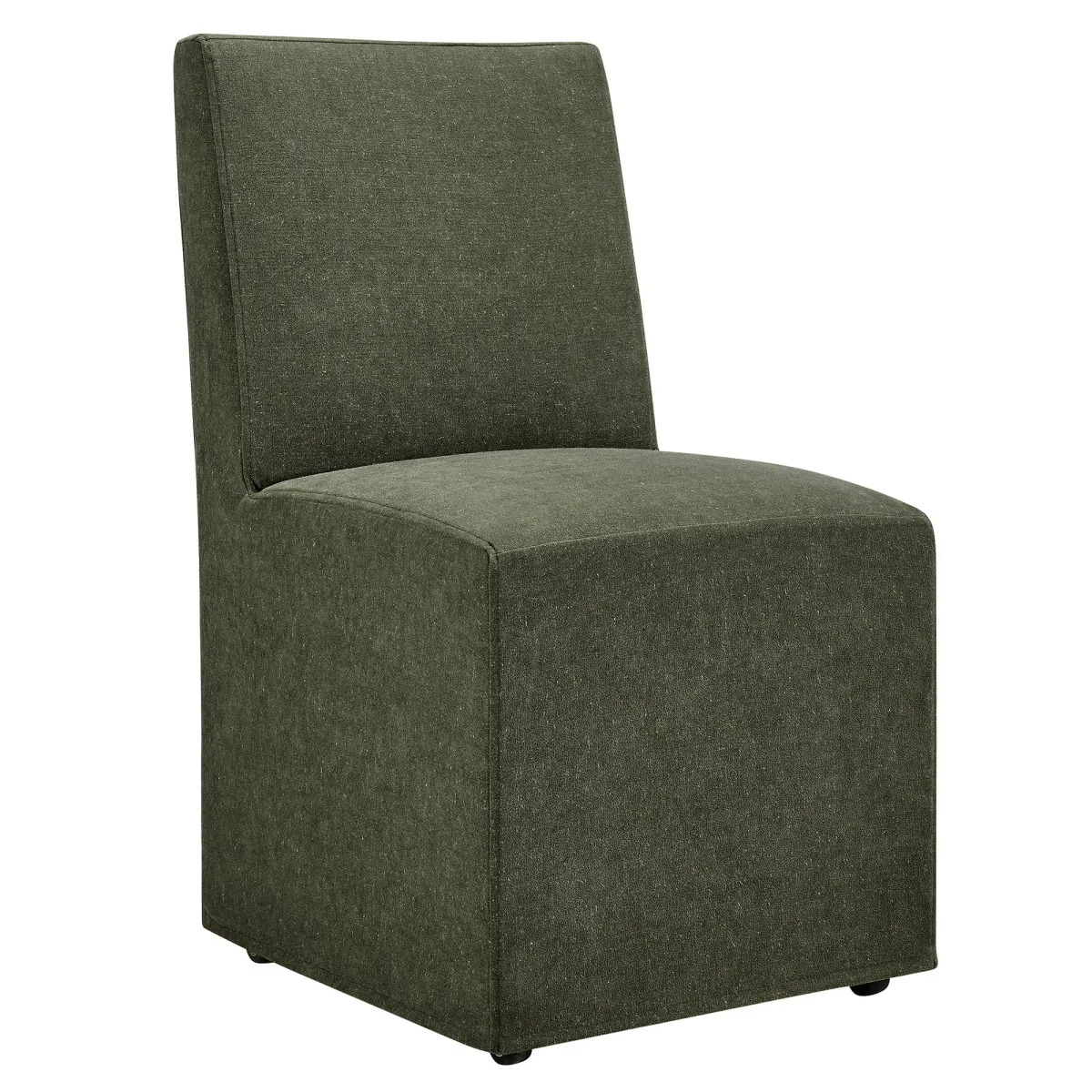 Tessera Upholstered Linen-Blend Slipcovered Dining Chair by Modway Almond