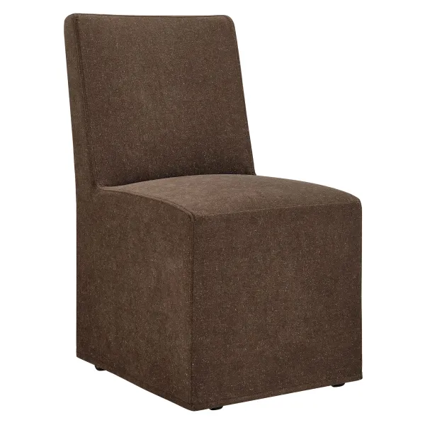 Tessera Upholstered Linen-Blend Slipcovered Dining Chair by Modway Cocoa