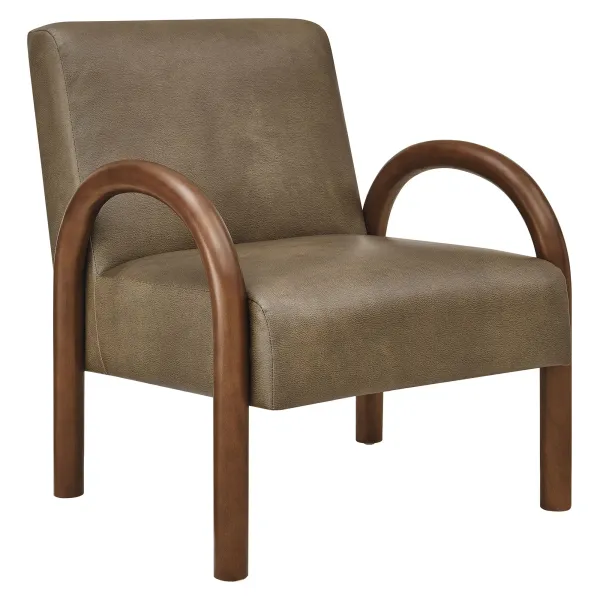 Lunet Faux Leather Upholstered Accent Chair by Modway Mushroom