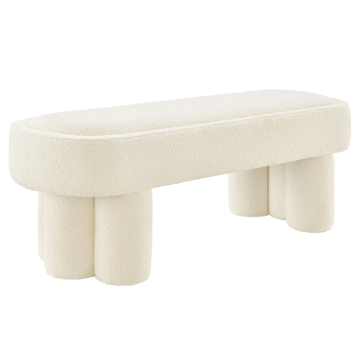 Mossi 52-Inch Oval Boucle Fabric Bench by Modway Cream