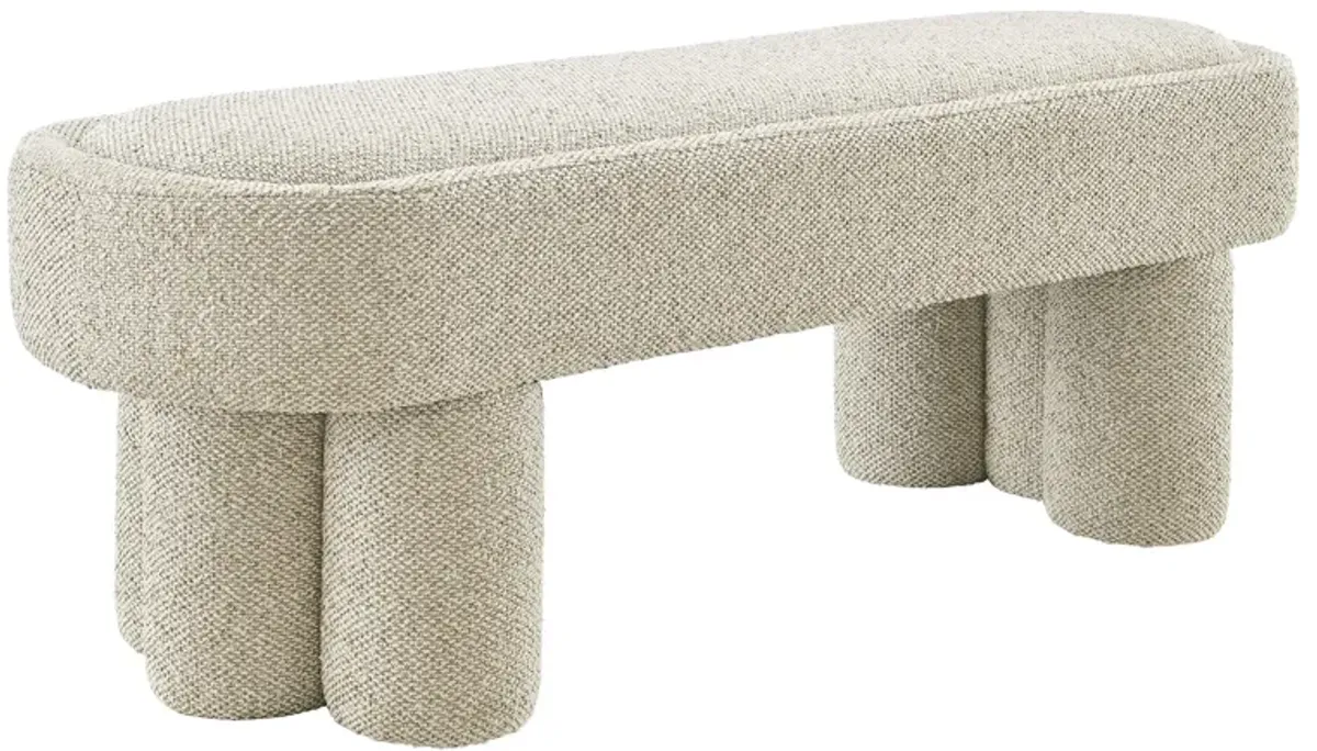 Mossi 52-Inch Oval Boucle Fabric Bench by Modway Marble