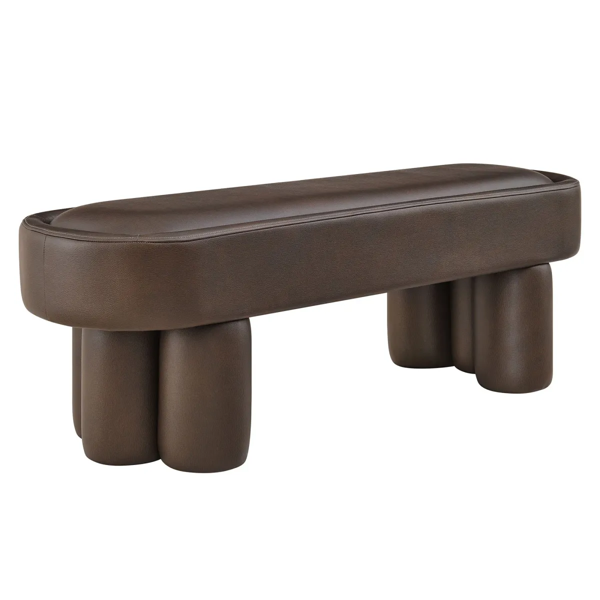 Mossi 52-Inch Oval Vegan Leather Bench by Modway Espresso